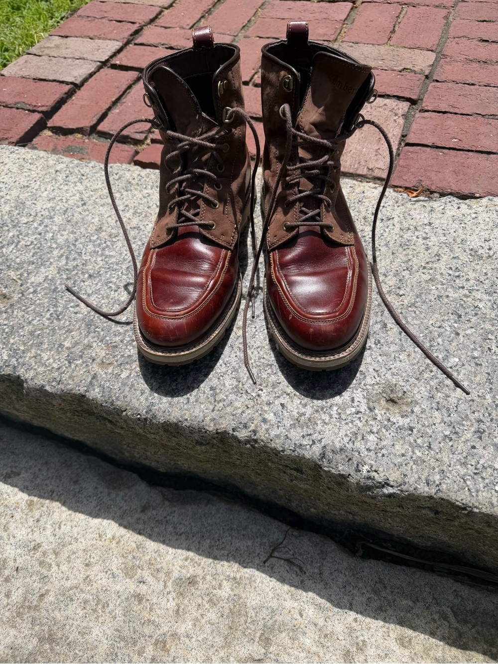 Timberland Britton Hill Men's Two-Tone Brown Leather & Canvas Lace-Up Boots